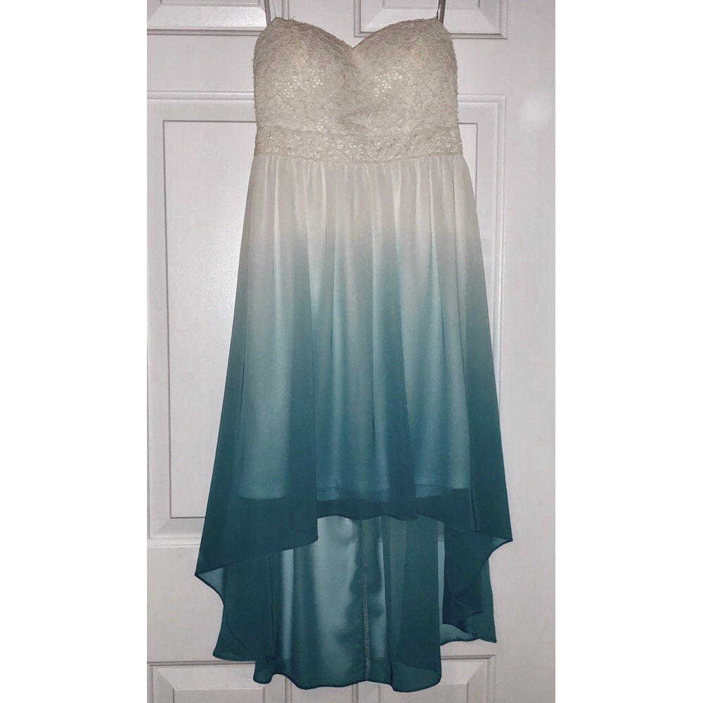 Blue & White Ombré High Low Dress